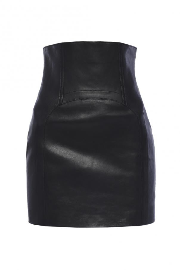 High Waisted Leather Mini Skirt