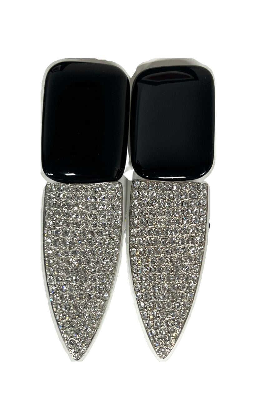 Onyx and Crystal Clip-On Earrings