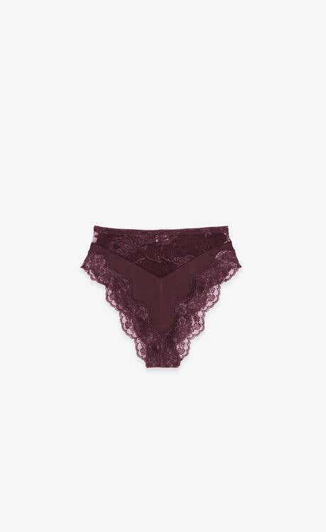 Stretch Silk Satin and Lace High-Rise Panties