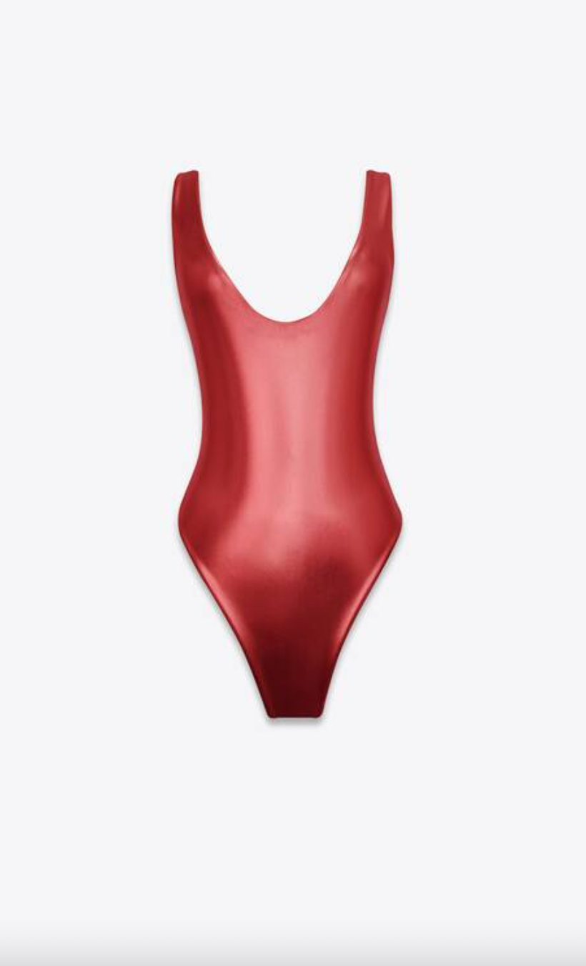 Lamé Jersey Bodysuit in Red