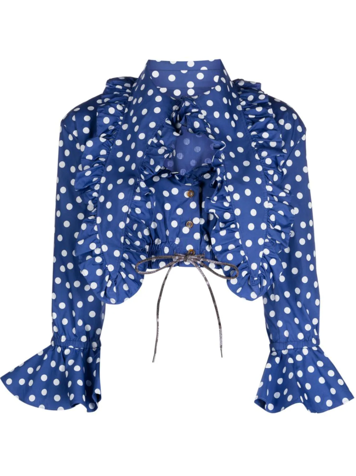 Ruffled Polka Dot Cropped Blouse