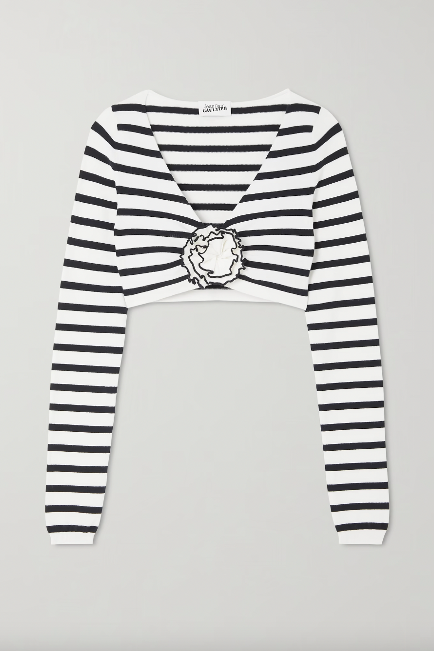 White & Navy 'The Flower' Long Sleeve T-Shirt