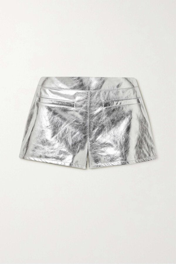 Silver Leather Shorts