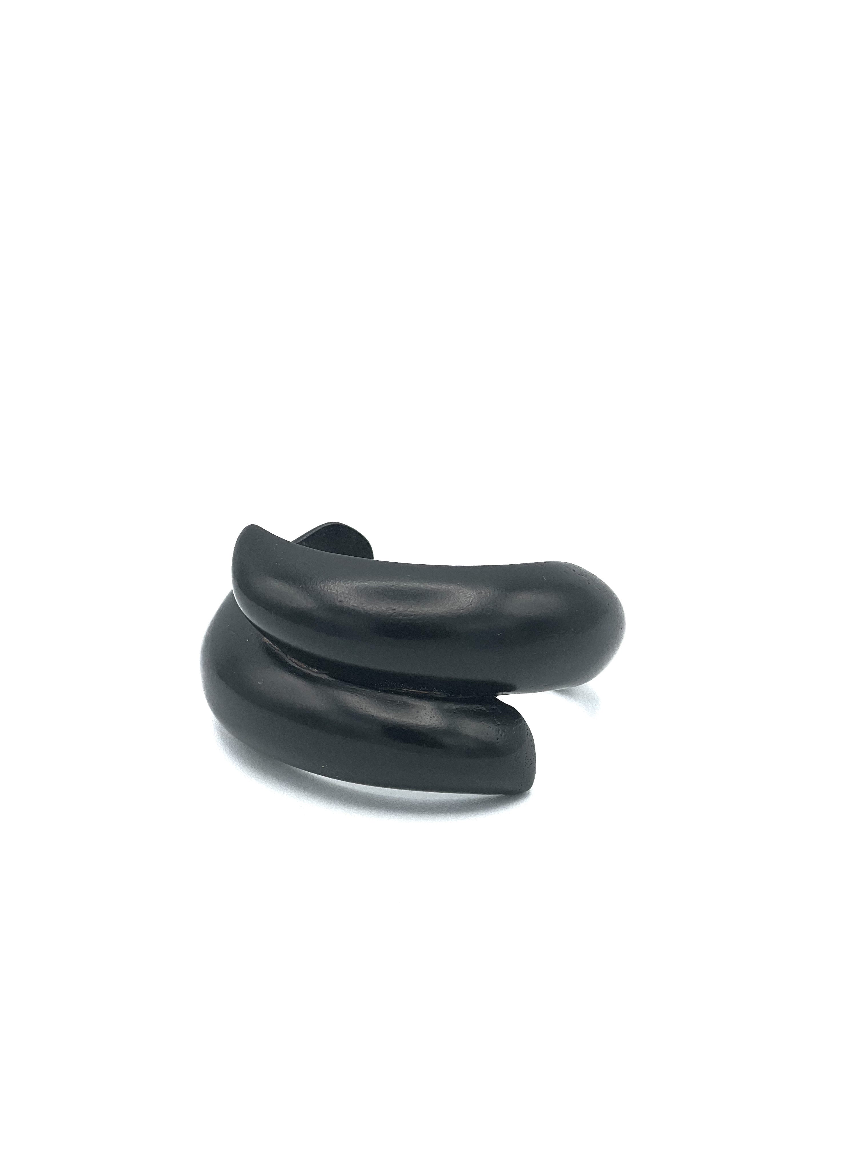 Wood Swirl Black Cuff Bracelet