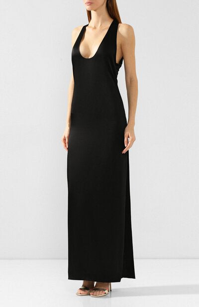 Robe Envers Satin Noir Dress
