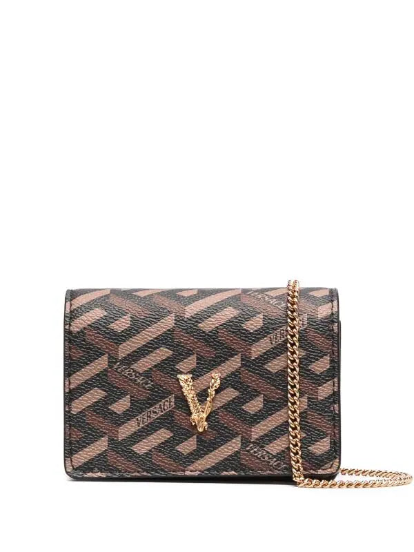 Coated Canvas La Greca and Calf Micro Bag