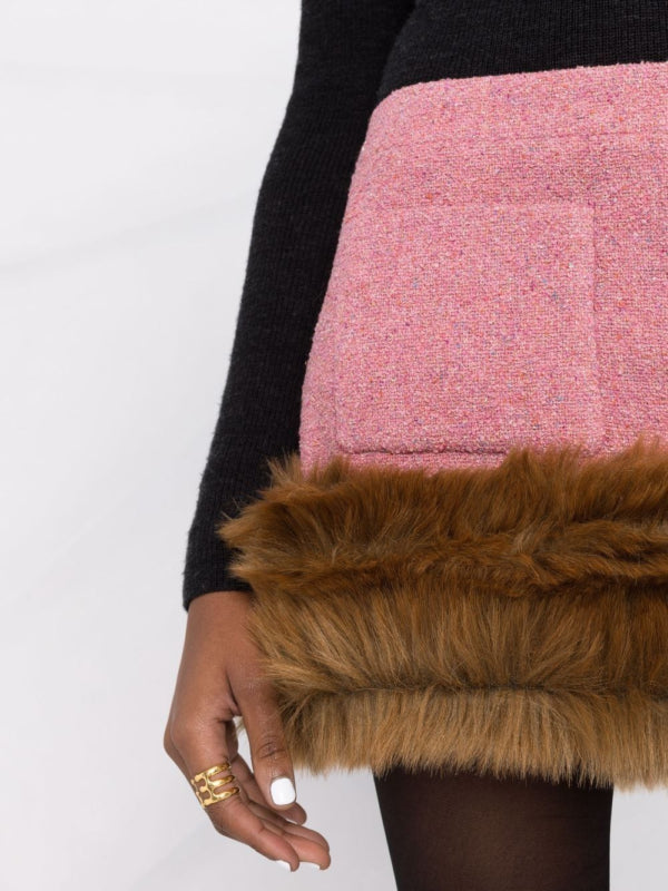 Bouclette Boutonne Lurex Rose Pale Multico Mini Skirt