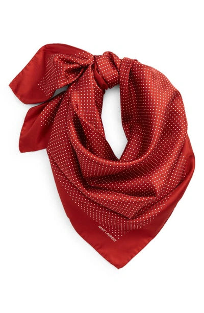 Carre Pois Rouge Twill Scarf Red/Ivory