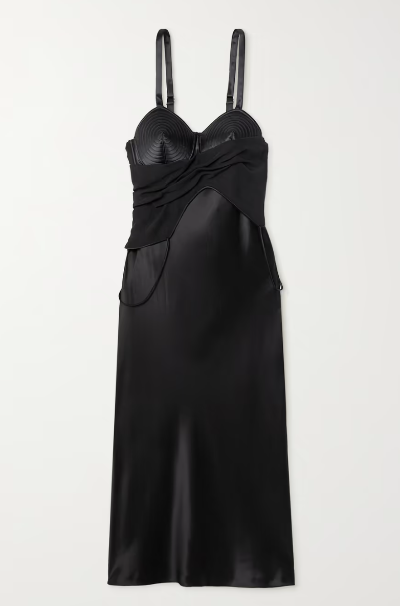 JPG x Lotta Volkova Layered Silk-Satin and Crepe Midi Dress