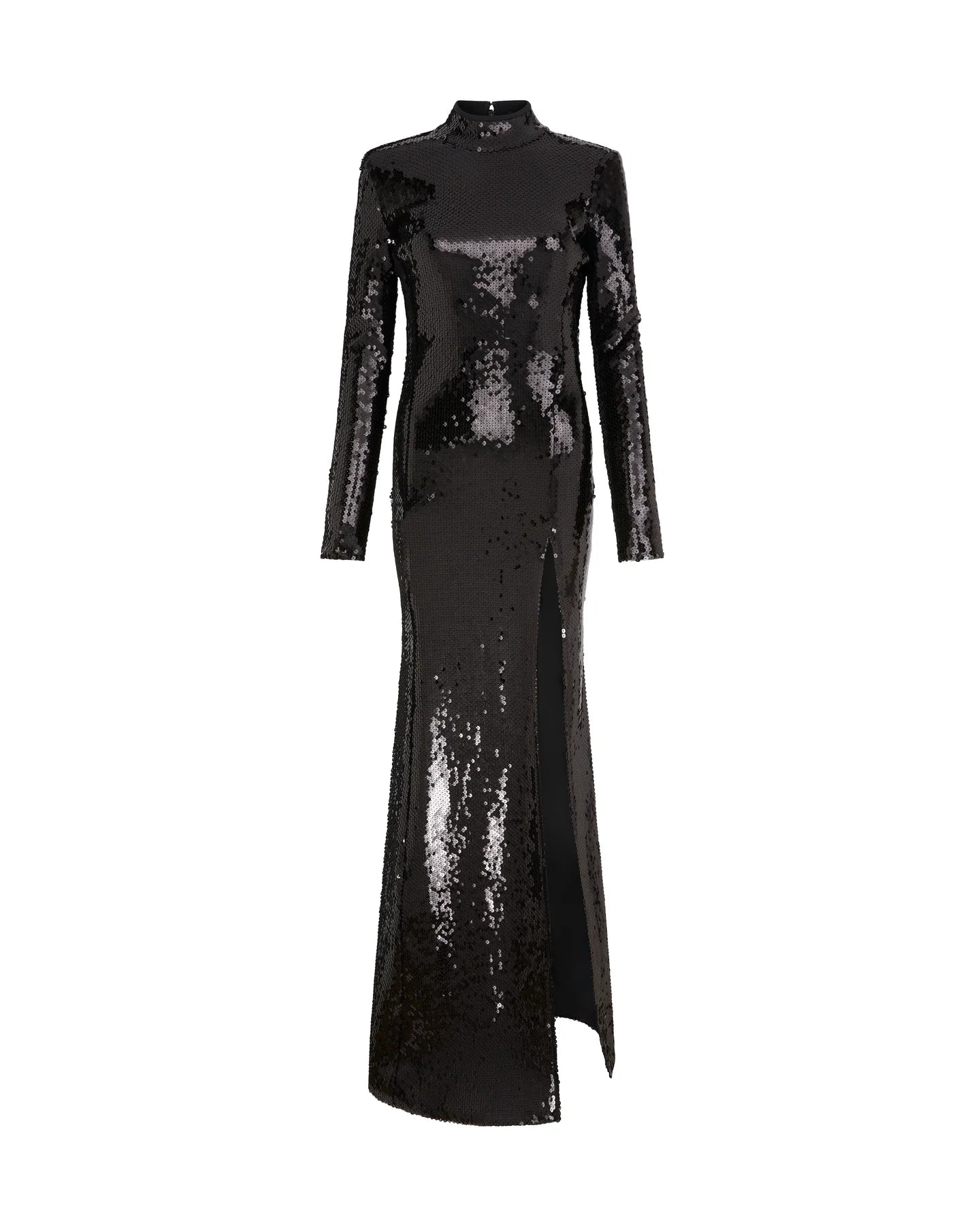 Sequined Mock Neck Gown