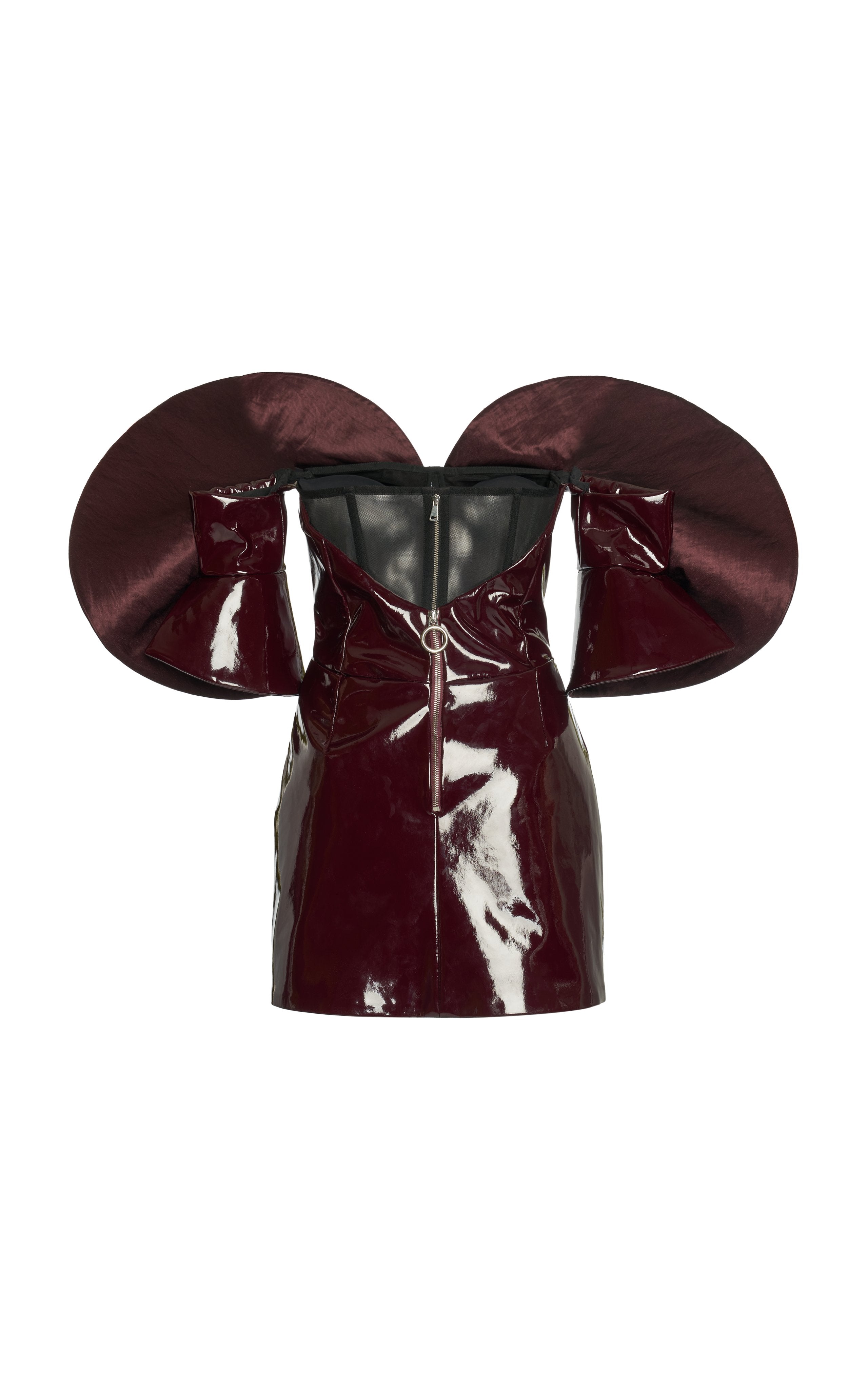 Round-Shoulder Eco-Leather Mini Dress